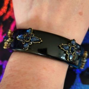 Black Bangle Blue Rhinestones